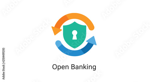 Shield with lock and circular arrows flat vector illustration