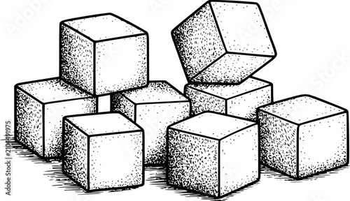 Foto Una colección de terrones de azúcar dibujados a mano ilustrados en un estilo de