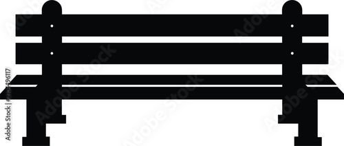 фотографія Simple black silhouette of a wooden park bench with backrest and armrests, isola