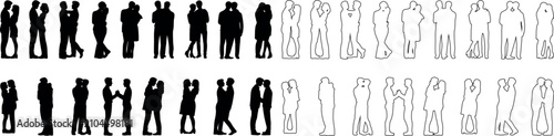 Photos Collection of diverse couple silhouettes and outlines embracing in various roman