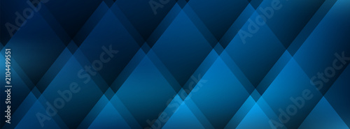 Fotografie Abstract dark blue gradient corporate banner background with clean geometric diamond shapes and diagonal stripes