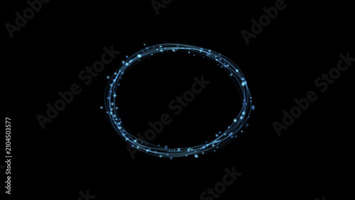 Glowing blue particle ring circle light energy abstract background