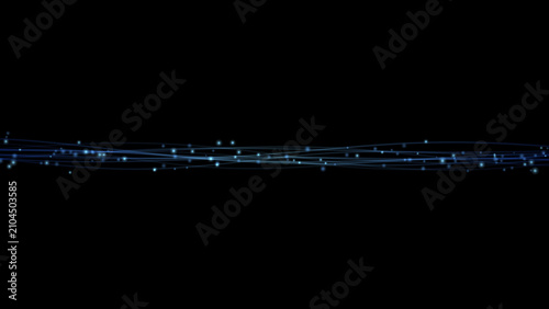 Glowing blue flowing particle ribbon light stream abstract background