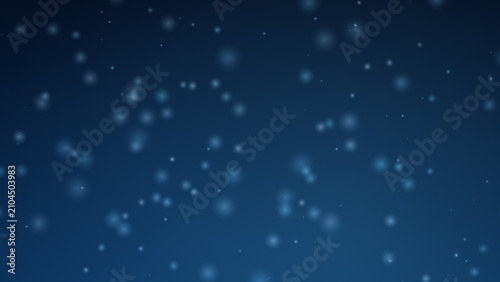 Blue soft glowing particles and bokeh dust technology background