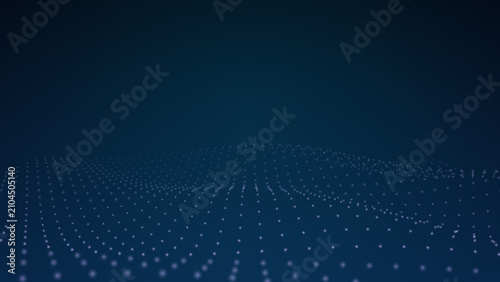 Blue particle dot wave flowing surface technology background