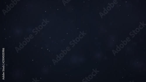 Dark blue soft glowing particles and bokeh dust technology background