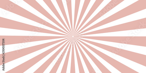 Foto A retro sunburst pattern of pale pink and white radiates outwards from a central point, creating a vintage graphic background that evokes a sense of energy and movement