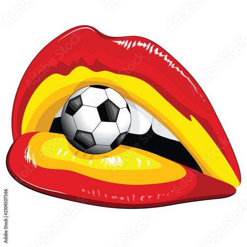 Spain Flag Lipstick Football Soccer Supporters Vector illustration EPS isolated on white
