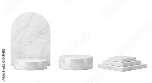 Marble podium display set for product presentation