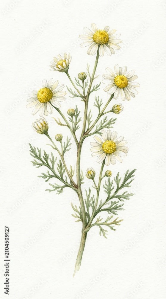 Obraz premium Watercolor illustration of a chamomile plant