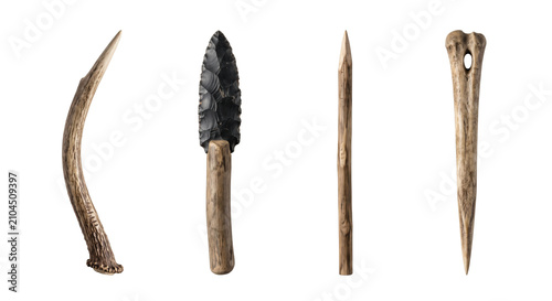 Φωτογραφία Ancient stone age primitive tools and weapons set