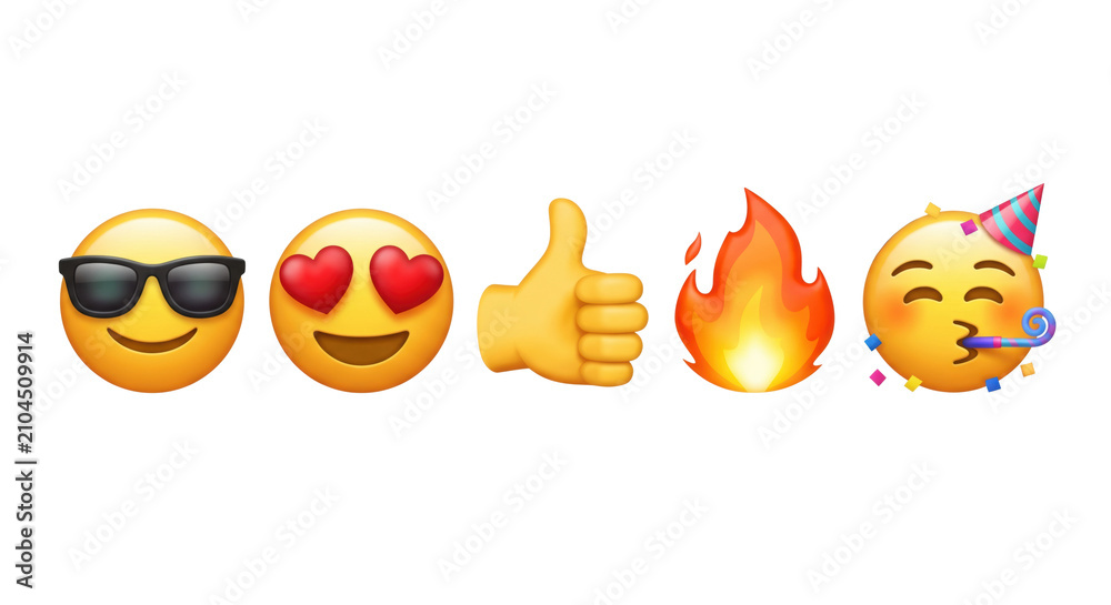 Naklejka premium Popular 3d emoji set with party face and fire