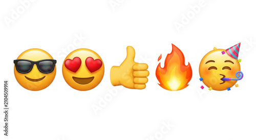 Quadro su tela Popular 3d emoji set with party face and fire