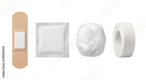 First aid wound care set with bandage gauze cotton tape