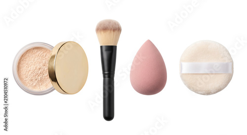 фотографія Face powder makeup brush blender and puff set