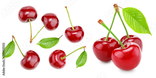 red cherry isolated on white background. clipping path