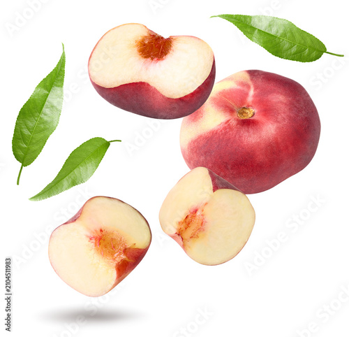 peach fruit isolated on white background. clipping path
