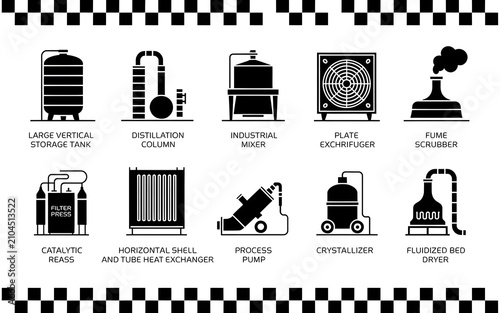 Textile Manufacturing Machine Icons Set