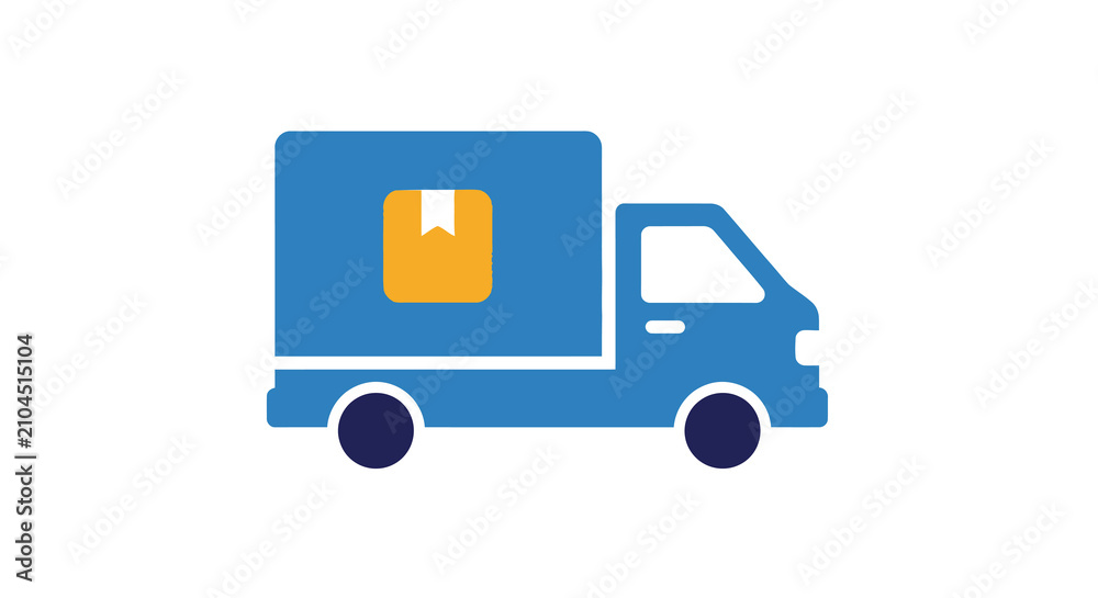 Fototapeta premium Delivery Truck Icon On White Background Flat Vector Illustration