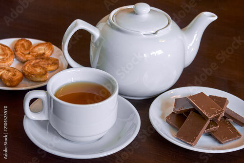 Tea Time with Chocolate and Pastries