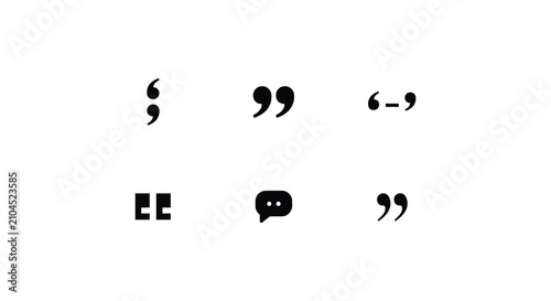 Fotografija Collection of punctuation marks and speech bubble shapes in black silhouette com