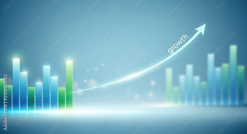 Fototapeta premium Visual representation of upward business growth and progress through bar charts