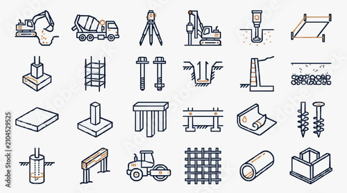 Fotografie Construction and Building Tools and Materials Icon Set