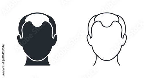 Cuadro en lienzo Male head silhouette with receding hairline black and white line art