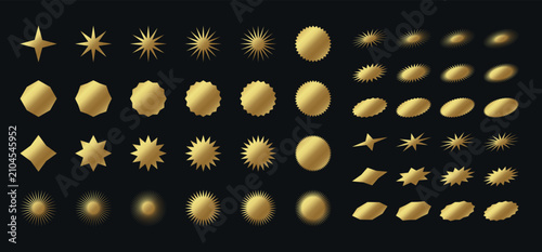 Bild auf Leinwand Versatile set of gold starburst badges circles and radiant seals designed for lu