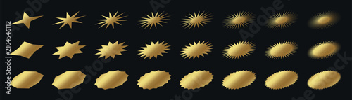 Εκτύπωση καμβά Modern collection of elongated gold starburst labels and oval seals created for