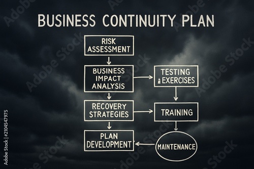 Business continuity plan infographic with risk assessment