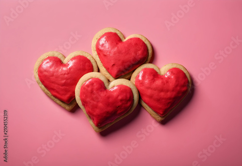 Heart-shaped cookies with r...
