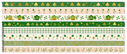 St Patricks Day Shamrock Green Washi Tape Set