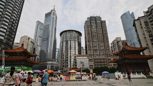 Chongqing cyberpunk city skyline from Kuixing Tower