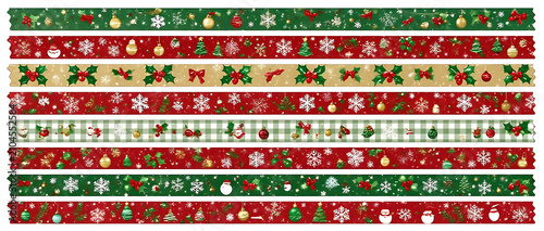 Traditional Christmas Holly And Snowflake Washi Tape Set