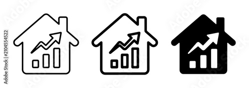 Real Estate Growth Icons, Property Investment Trend Symbols, Housing Market Analysis Graphics