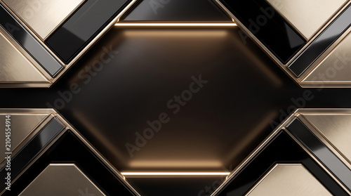 Luxurious Geometric Hexagon Frame with Golden and Black Accents Suggesting Opulence Sophistication and Elite Branding Opportunities Ideal for Premium Advertising and Elegant Designs