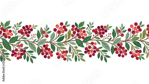Cuadro en lienzo Autumn berry seamless border