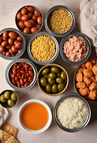 Assortment of canned and pr...