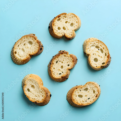 Five slices of bread with s...