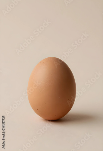 single brown egg on beige b...