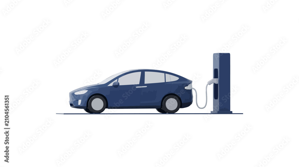 Fototapeta premium Efficient electric vehicle charging at a power station, symbolizing a clean energy future and the advancement of sustainable transportation solutions