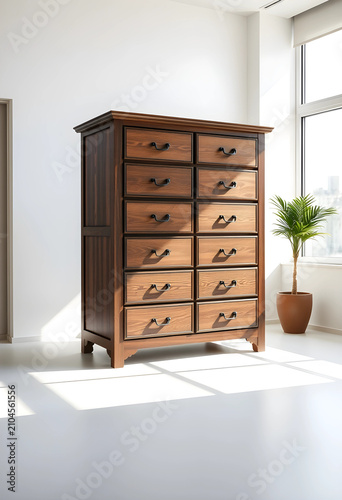 Tall wooden dresser with mu...