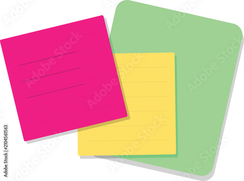 Colorful sticky note papers layered together for organizing ideas, reminders, tasks, plans, and daily notes