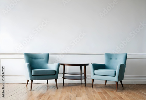 Two mid century modern blue...
