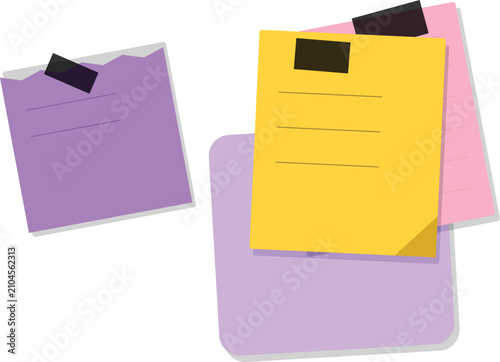 Colorful taped sticky notes layered together for reminders, brainstorming, planning, study notes, and office organization