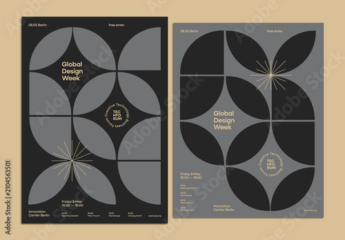 Bauhaus Geometric Poster Layout With Bold Shapes