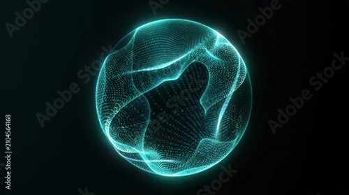 Glowing Digital X Ray of Human Brain with Blue Plasma Energy, Electric Lightning Patterns and Futuristic Light Sphere Animation Background