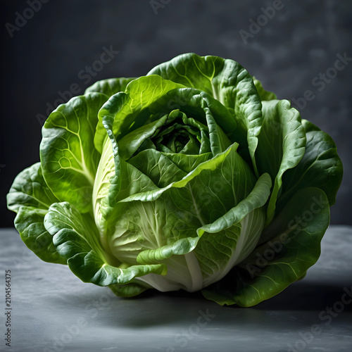 Fresh green cabbage head wi...