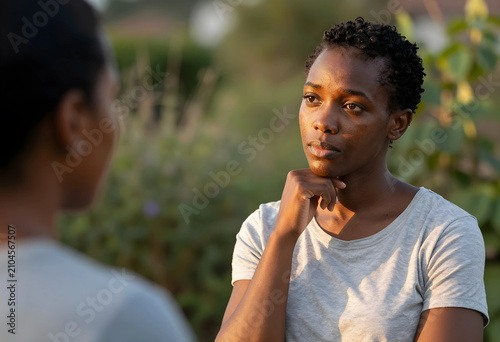 Thoughtful young african wo...